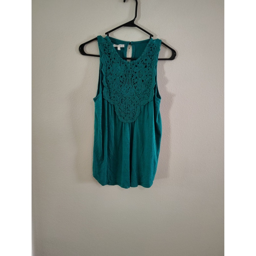 Maurices Womens Small Teal Green Lace Crochet Front Sleeveless Tank Top NWT
